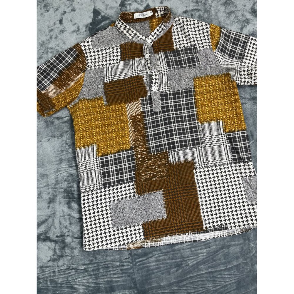 Misslook Womens Patchwork Short Sleeve Button-Up Shirt - Picture 3 of 9